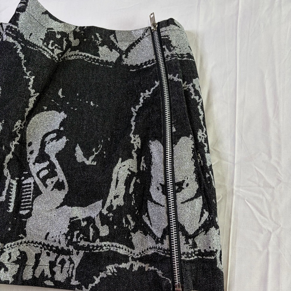 Mosquitohead vintage 90s Y2K mini glitter skirt made in USA graphic sz L black - Picture 8 of 14